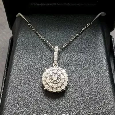 Sterling Silver 1/2 Carat T.W. Diamond Circle Pendant Necklace - MSRP: $305 • $91.68