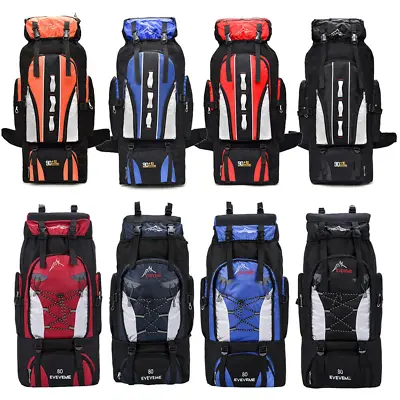 80L/100L Outdoor Hiking Backpack Camping Rucksack Waterproof Shoulder Travel Bag • $19.88