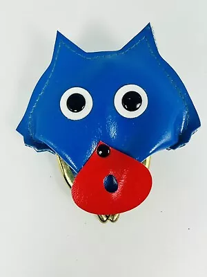 Vintage Dog?Coin Purse Small Pouch Blue Hong Kong Kiss Lock Faux Leather • $14.99