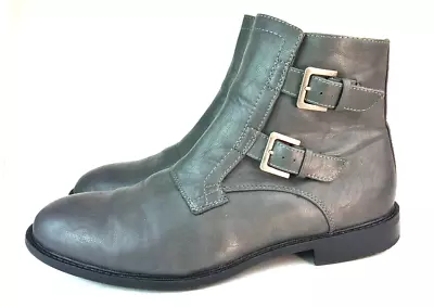 Marc Anthony's  Monk Strap Ankle Boots Gray Faux Leather Zip Men's Size 9.5 M • $25.48