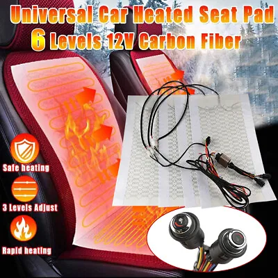 4 Pad Universal Auto 6 Level Carbon Fiber Car Seat Heater Heated Warmer 12V Kits • $41.50
