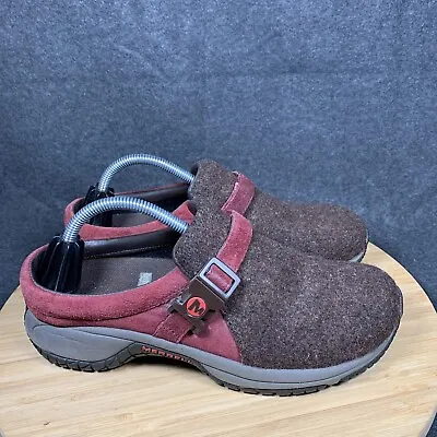 Merrell Encore Groove Mule Clog Wool Womens 7.5 Earth Burgundy Brown Slip On • $24.99