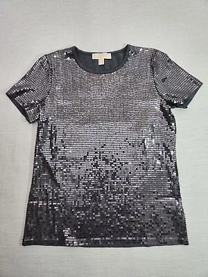 Michael Kors Sequin Heather Gray Medium T-shirt Dressy Short Sleeve  Women • $16.99