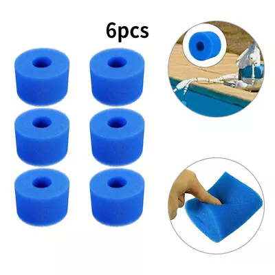 6Pcs Foam Spa Hot Tub Filters V1 S1 Washable Bio Sponge Intex Reusable Blue New • £9.45