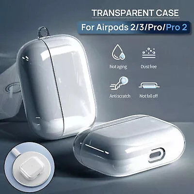 For Apple AirPods 3 Pro 2 Case Cover Keychain Crystal Clear Silicone Transparent • $5.49