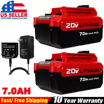 2X 7.0Ah 20 Volt Li-Ion Battery For PORTER CABLE 20V Max PCC680L PCC685L/Charger • $12.98