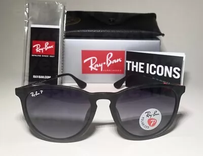 $139.99 • Buy Ray-Ban Erika Polarized Sunglasses Rubber Black Frame Grey Gradient Lenses 54mm