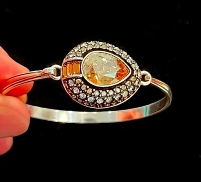 Brighton Dewdrops Topaz+golden Hues Swarovski Crystal Slvr Hook Bracelet Vg+✨vtg • $51.80