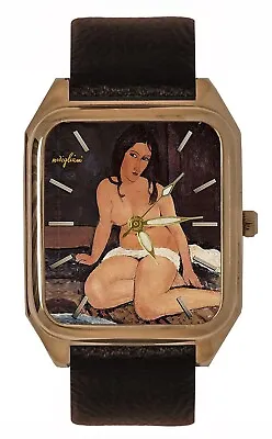 1915 SEATED NUDE By AMEDEO MODIGLIANI VINTAGE SIGNED ART SOLID BRASS TANK WATCH • $139.99