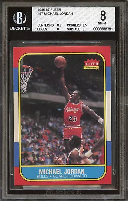 1986 Fleer #57 MICHAEL JORDAN Rookie Graded BGS 8 - Well Centered • $6500