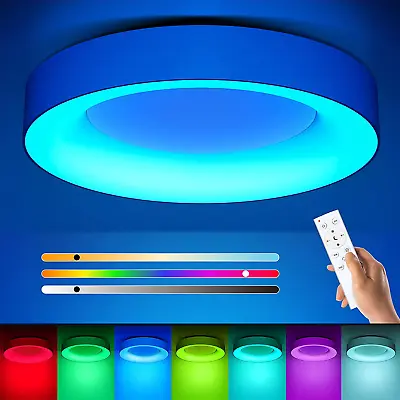 Matane RGB LED Ceiling Light Dimmable With Remote Control 24W Flush Ceiling Lig • £38.94