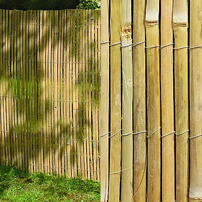 4M Slatted Bamboo Fence Screening Roll Natural Slat Panel Privacy Garden Penal • £39.96