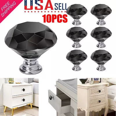 10pcs Drawer Door Knobs Diamond Crystal Cabinet Furniture Kitchen Handle Pulls • $9.80