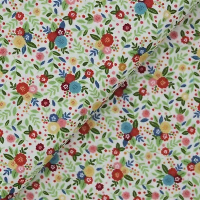 Cotton Fabric Quilting Material- Amelia - Floral Cream - Makower • £7.95