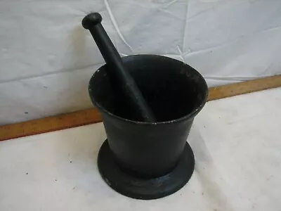 Large Antique Apothecary Cast Iron Mortar Pestle Pharmacy Druggist Tool Drug Rx • $179.99