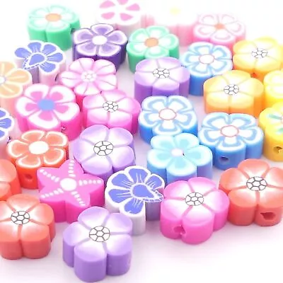 30 Daisy Polymer Clay Beads - Mixed Flower Polymer Clay Craft Jewellery Beads • £3.60