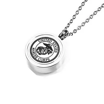 MEMORIALU MARINE CORPS Urn Ashes Necklace Stainless Steel Memorial Pendant Me... • $20.74