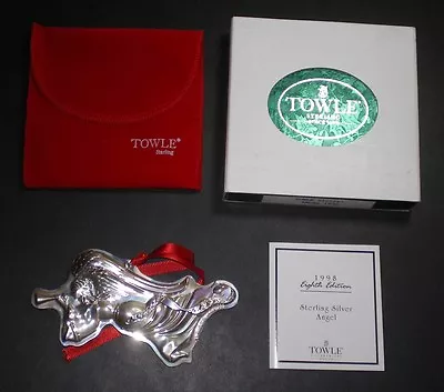 1998 Towle Flying Angel Sterling Christmas Ornament 8th Edition 4.5  Wide • $94