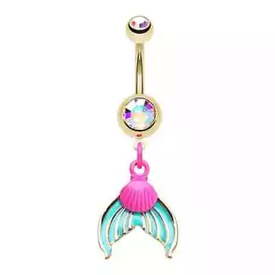 Golden Oceanic Mermaid Tail Belly Button Ring • $15.99