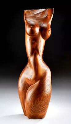 VTG Modernist Sculpture Mid Century Wood Carved Figure Art Female Abstract 21  • $295