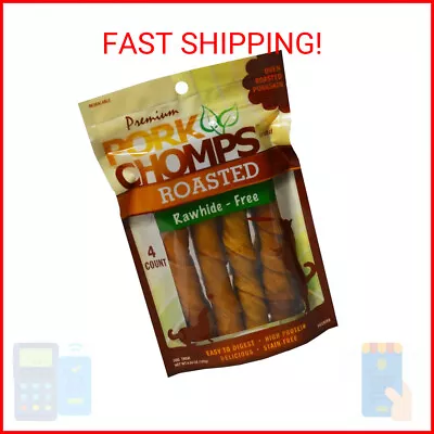 Pork Chomps Roasted Pork Skin Dog Chews 6-inch Twists 4 Count • $6.99