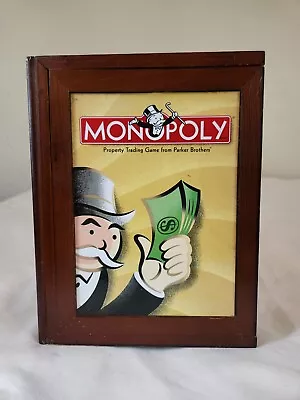 Monopoly Vintage Game Collection Wooden Library Book Shelf Wood Box 2005 Edition • $34.95