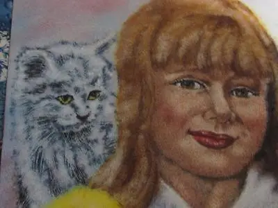 Painting Enamel On Copper Artist Dominic Mingolla Girl & Cat Kitten • $95