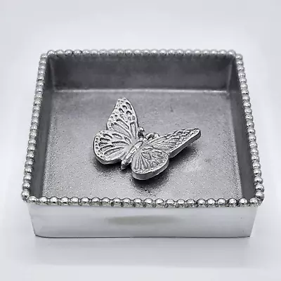 Mariposa Recycled Aluminum Monarch Butterfly Beaded Napkin Box Napkin Holder • $35