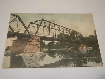 Miami River Bridge Middletown OH Ohio Postcard 1 Cent Stamp Postmarked • $2