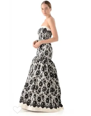 $995 NWT Gorgeous MILLY Allegra Scallop Lace Print Strapless Evening Gown Sz.0 • $449.99