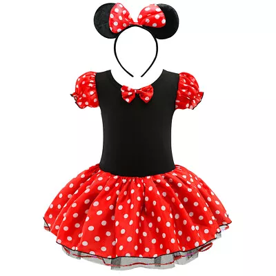 Baby Girls Kids Minnie Mouse Party Dance Princess Tutu Dress Headband Outfits UK • £10.99