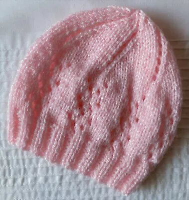 BABY BEANIE. PALE PINK. HAND-KNITTED BY ME. Birth To 4 Months Average. Cute/Soft • $7.99