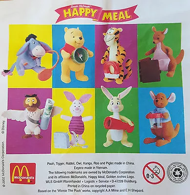 £6.50 • Buy McDonalds Happy Meal Toy 2002 Winnie The Pooh Plush Single Soft Toys - Various