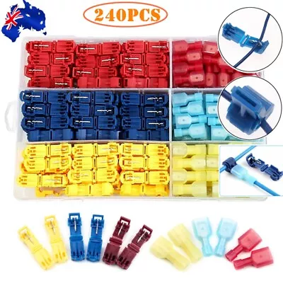 240 Pcs T-Tap Electrical Wire Crimp Terminals Quick Splice Cable Connectors Kit • $18.95