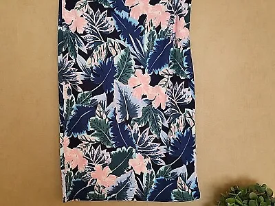 £4.50 • Buy New Look Tropical Floral Pencil Skirt Size 14 Habiscus Palm Pink Blue Holiday 