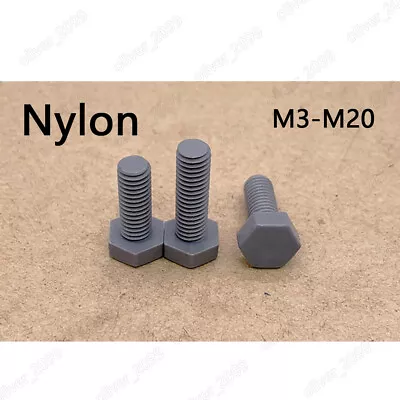 M3-M20 Gray Plastic Nylon Hexagon Bolts Hex Head Cap Screws DIN933 • $60.31