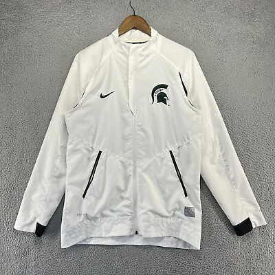 Nike Michigan State Basketball Windbreaker Jacket Men's Medium White Zip Elite • $23.06