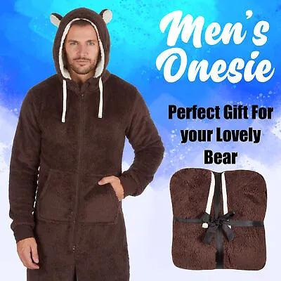 £29.49 • Buy Mens Unisex Loungewear 1Onesie Jumpsuit Pyjamas Fleece Hoodie Bear Size S M L XL