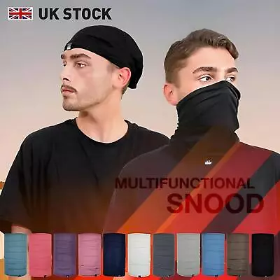 Cotton Blend Plain Jersey Soft Multifunctional Neck Warmer Gaiter Headwear Snood • £6.99