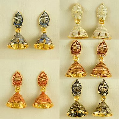 Traditional Bollywood Goldplated Jhumki Drop Dangle Antique Earrings Jewlery • $18.23