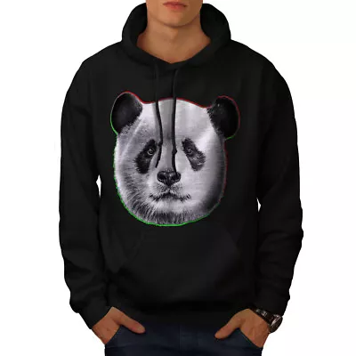 Wellcoda Panda Face Nature Mens Hoodie Timber Casual Hooded Sweatshirt • £25.99