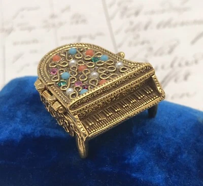 $10 • Buy Vintage Mini Grand Piano Bejeweled Trinket Box
