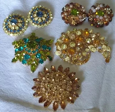 Vtg Signed Austria  Brooches/Pins Earrings Beautiful Lot • $125