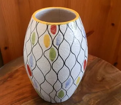 Retro Italian Pottery Vase Fratelli Fanciullacci Harlequin Alla Moda 20cm Tall • £35.50