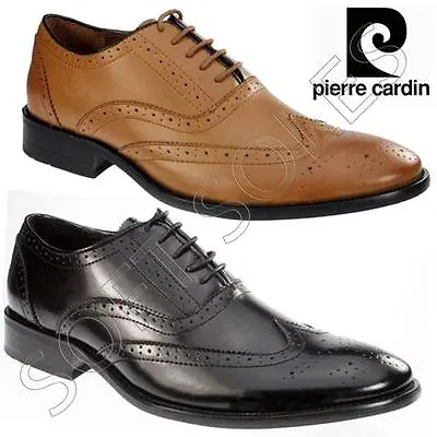 Mens Pierre Cardin Leather Shoes Italian Formal Office Brogue Smart Wedding Shoe • £19.95