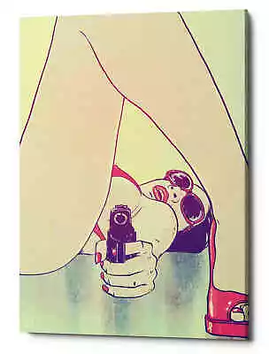 Epic Graffiti  Girl With Gun  By Giuseppe Cristiano Giclee Canvas Wall Art • $69.99