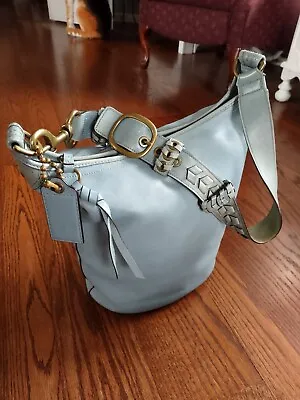 COACH Bleeker Tattersall XL Bucket Duffle 11423  Vachetta Leather Shoulder Bag • $175