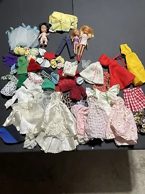 Barbie/Doll Size Clothes Plus 3 Small Dolls. Some Handmade Most Vintage • $22.99