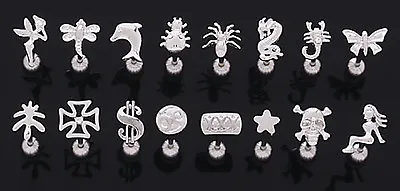 New Surgical Steel Novelty Logo Tongue Bar Studs Weed Fairy Dollar Spider Star • £3.35