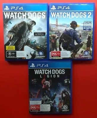 Watch Dogs + Watch Dogs 2+Watch Dogs Legion PS4 X3 Bundle TRACKING+FREE POSTAGE • $34.95